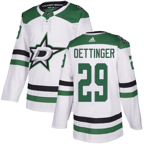 Adidas Men Dallas Stars 29 Jake Oettinger White Road Authentic Stitched NHL Jersey